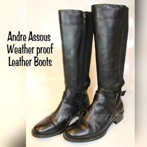 Andre Assous Womens 9 Waterproof Tall Leather Back Gore Heeled Boots H20